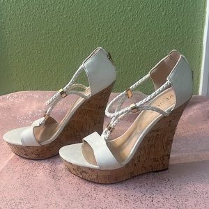 $35 New White 5” Cork Platform Heels size 9